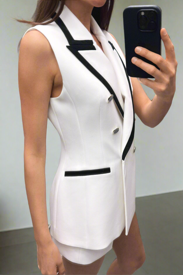 ⚡️(Fast Delivery) Chic Contrast Blazer & Skort Set