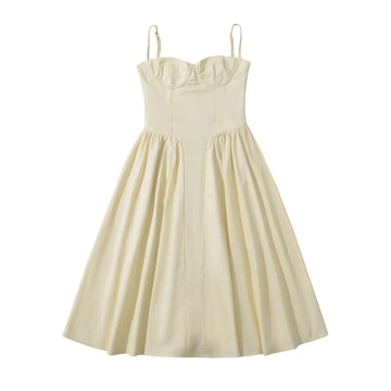 ⚡️(Fast Delivery) Butter Yellow Bustier Midi Dress