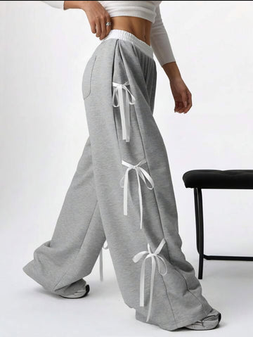 Ribbon Bliss Wide-Leg Sweatpants