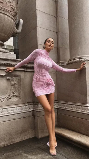 ⚡️(Fast Delivery)Blush Bloom Ruched Mini Dress