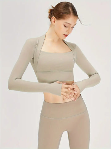 Elegant Crop Top with Sleeve Detail (with removable pads)