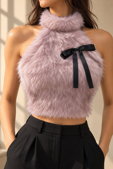 ⚡️(Fast Delivery) Faux Fur Halter Neck Top