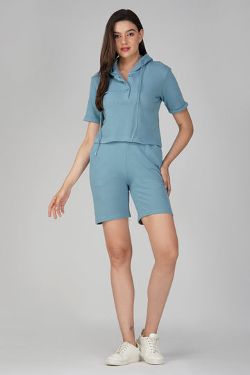 Comfortable Two-Piece Co-ord Set: Hoodie T-Shirt and Shorts