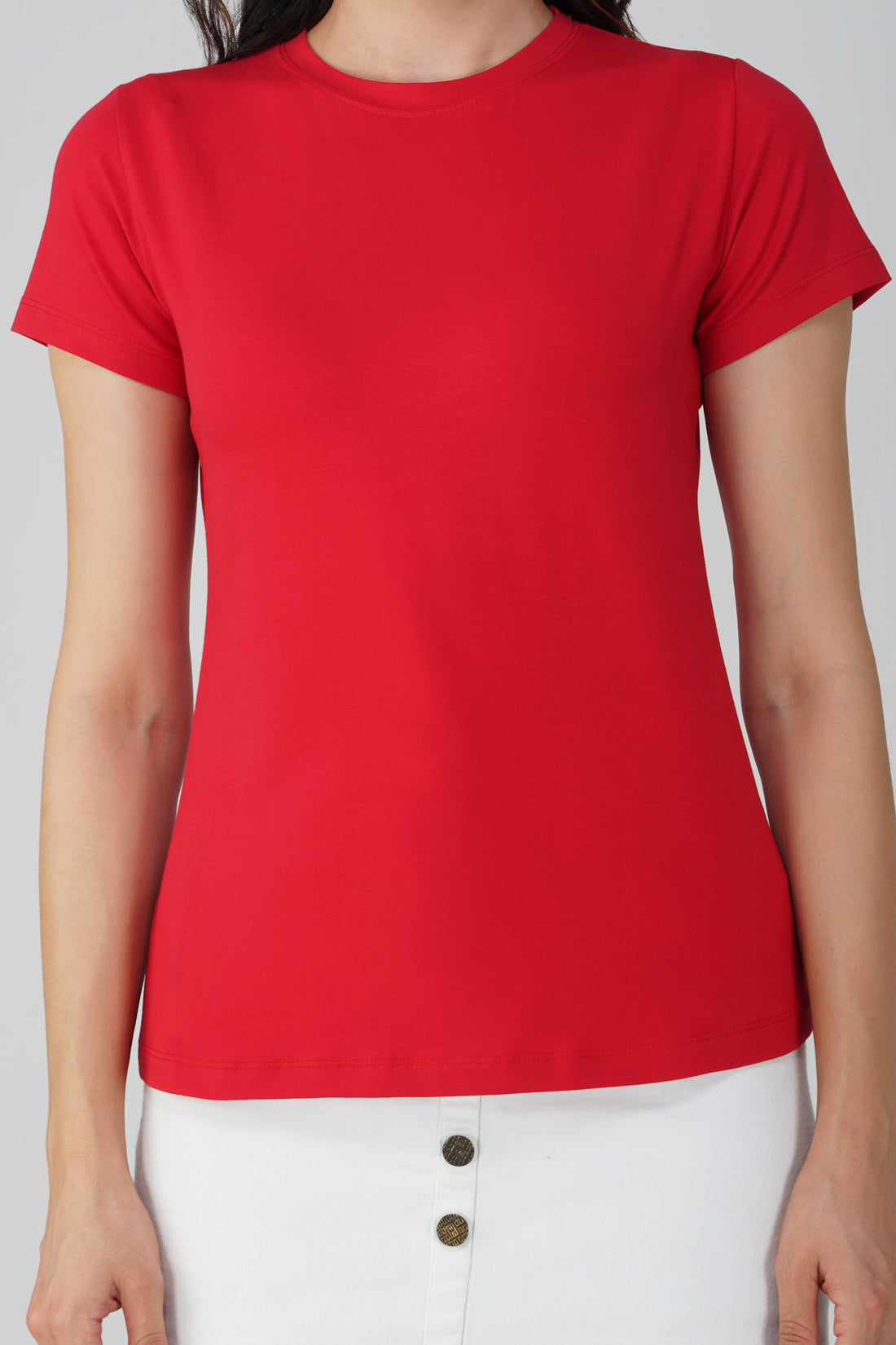 Essential Round Neck Plain T-Shirt - Red