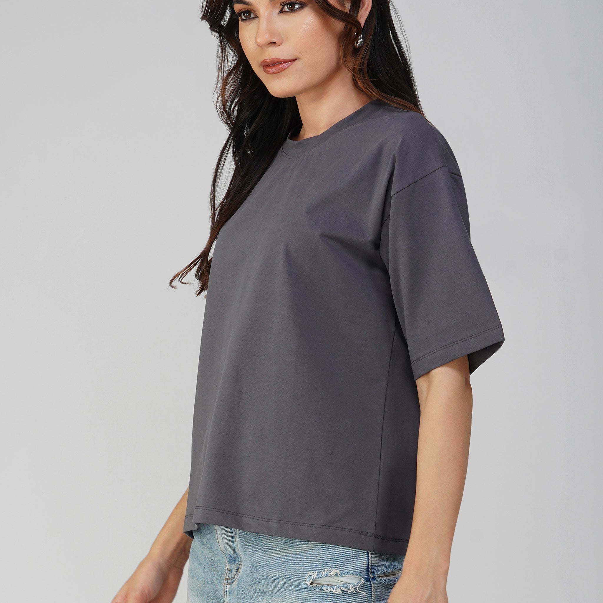 Essential Round Neck Plain T-Shirt - Grey