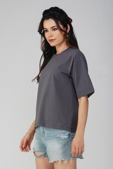 Essential Round Neck Plain T-Shirt - Grey