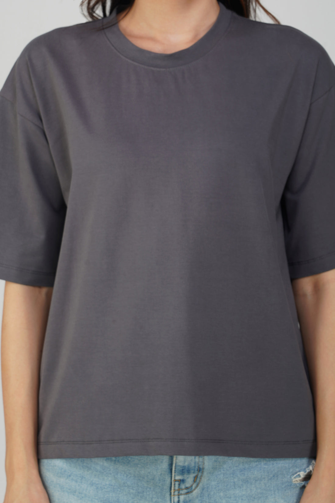 Essential Round Neck Plain T-Shirt - Grey