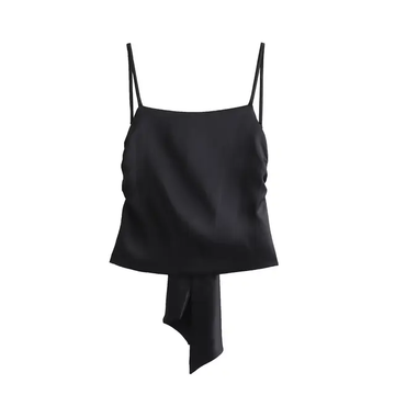 Satin Tie-Up Top - Black