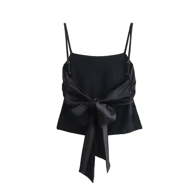 Satin Tie-Up Top - Black