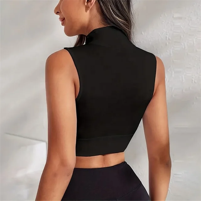 Gym Cut Sleeves Zipper Crop Top