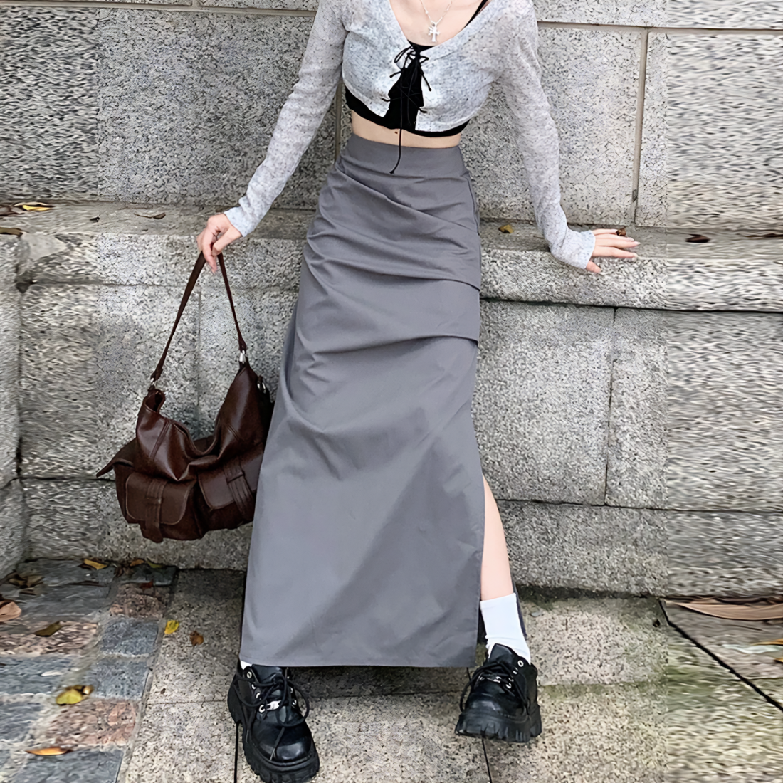 Elegant Pleated Long Skirt - Korean- K Pop Inspired (Fast Delivery⚡️)