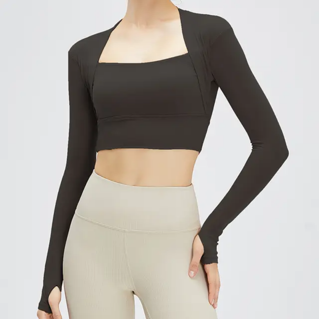 Elegant Crop Top with Sleeve Detail (with removable pads)