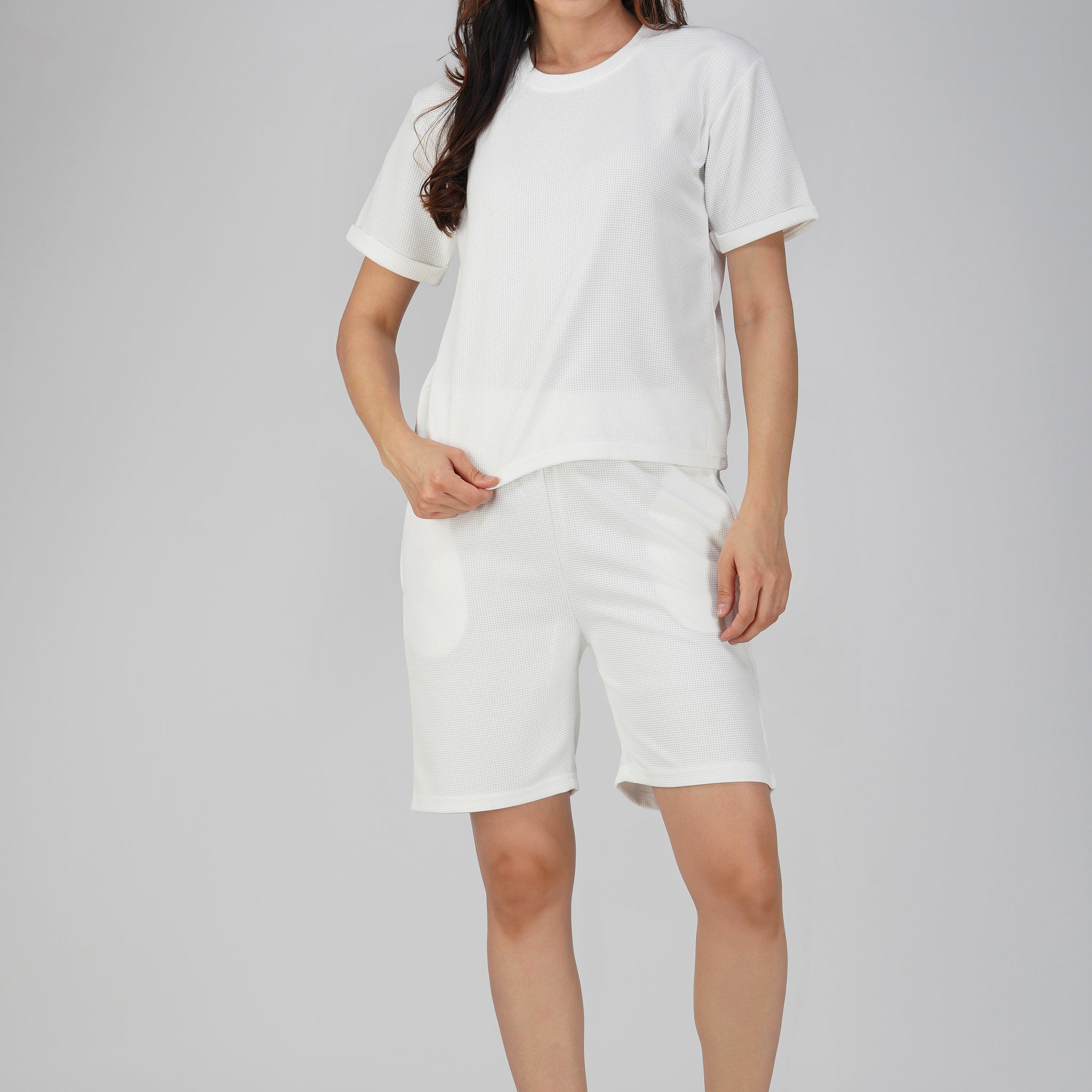 Funky Cool Summer Shorts and Loose T-Shirt Coord Set- White