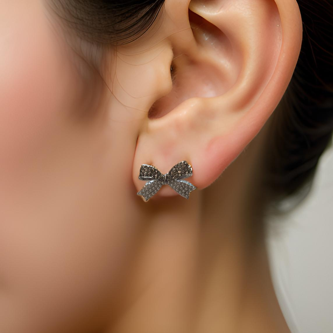 Silver Big Bow Earrings