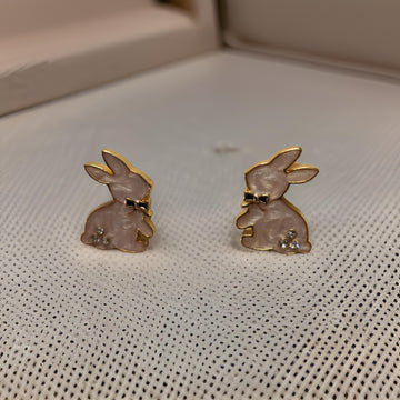 Pink Rabbit Shaped Stud Earrings