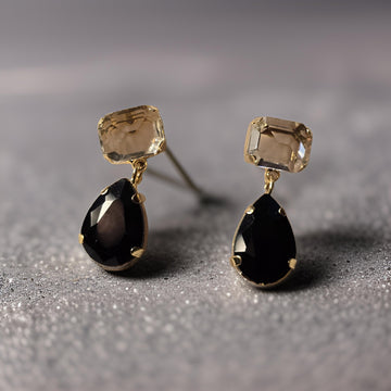 Black and Gold Low-Hanging Earrings