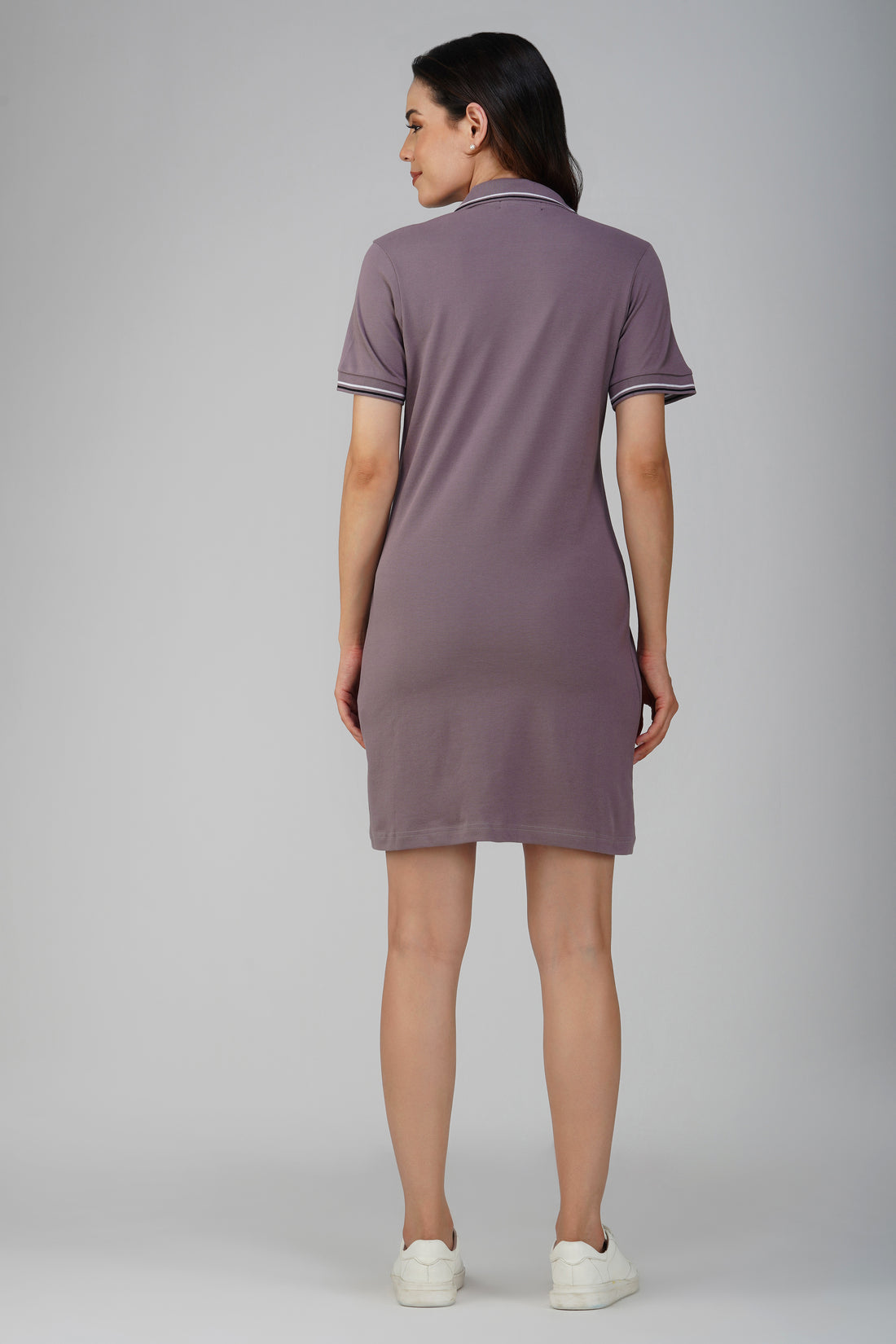 Polo Neck Slim Fit Knee-Length One-Piece Dress