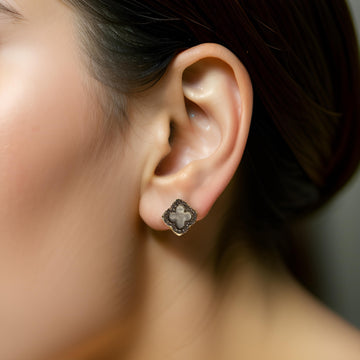 White and silver Flower-Shaped Statement Earrings