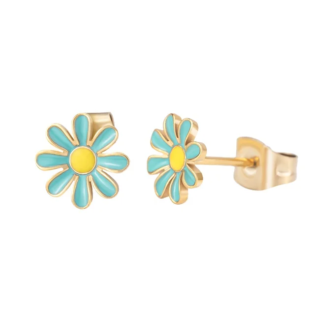 Multi-coloured Flower Stud Earrings