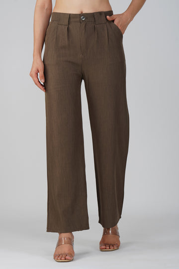 Korean-Inspired Brown Flared Pants