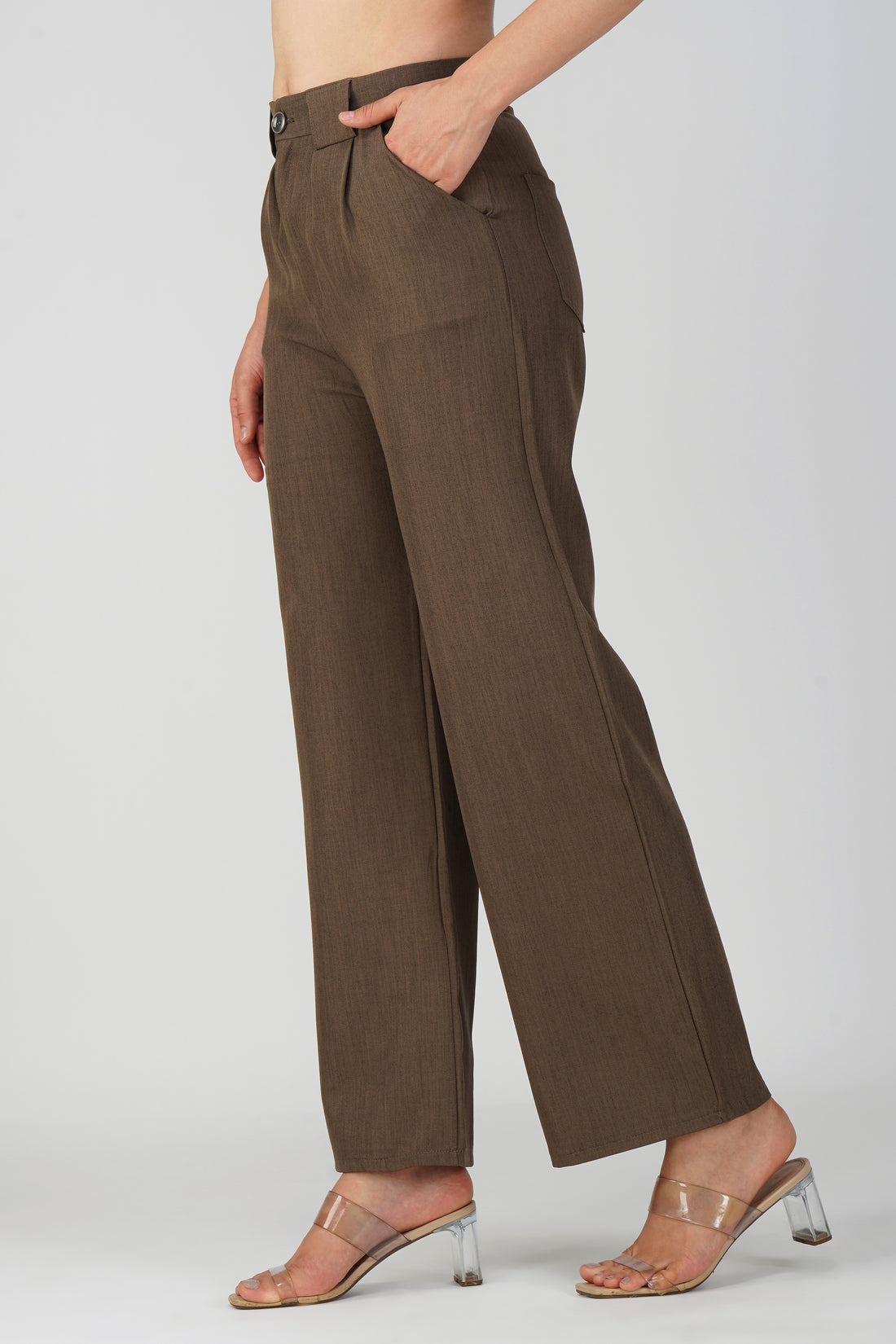 Korean-Inspired Brown Flared Pants