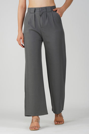 Korean-Inspired grey Flared Pants