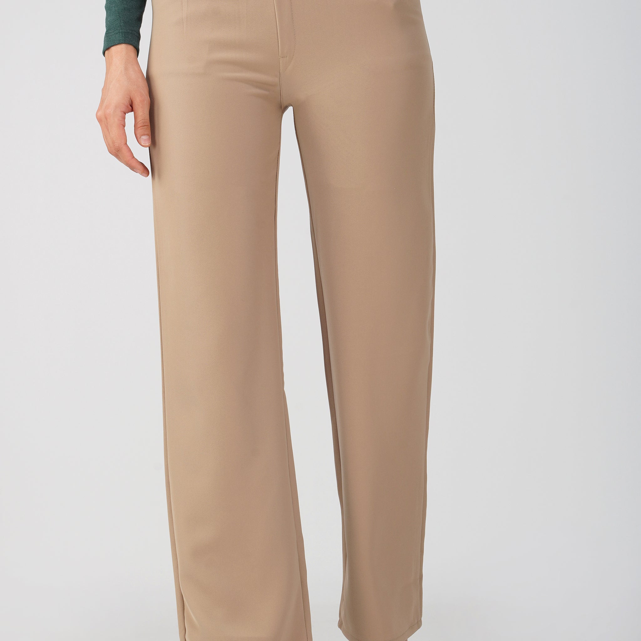 Center-Zip Trouser Pants with Side Button Detail