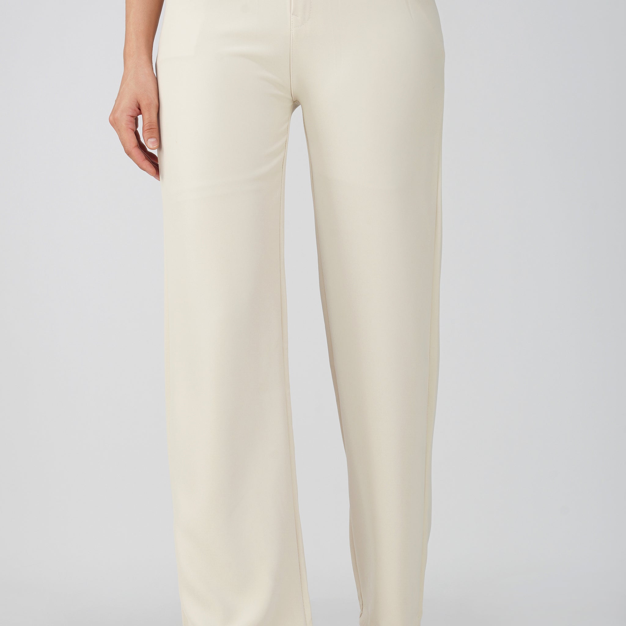 Center-Zip Trouser Pants with Side Button Detail