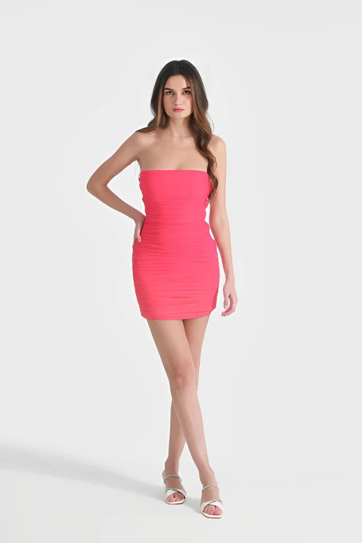 Elegant Pink Tube Mini Dress – Classy and Chic