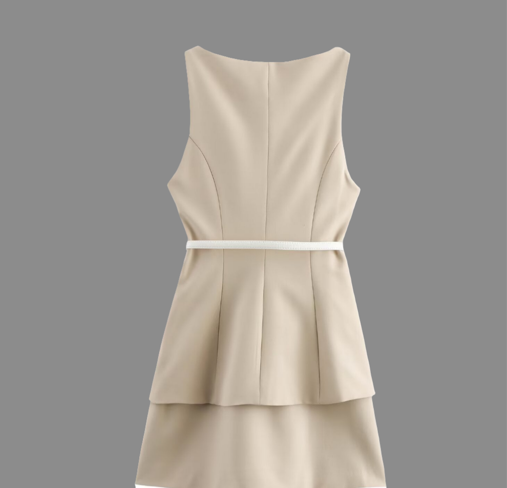 ⚡️Urban Luxe Khaki Belted Dress (Fast⚡️Delivery)