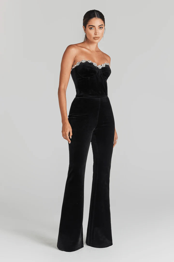 Luxe Velvet Corset Jumpsuit – Day-to-Night Elegance