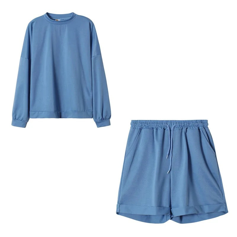 2 Piece Sports Wear Long Sleeves And Shorts