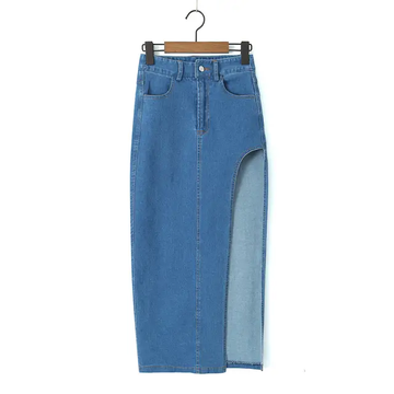 Side Slit Denim Skirt