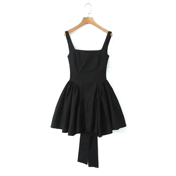 One Piece Dress With Adjustable Strap - Black