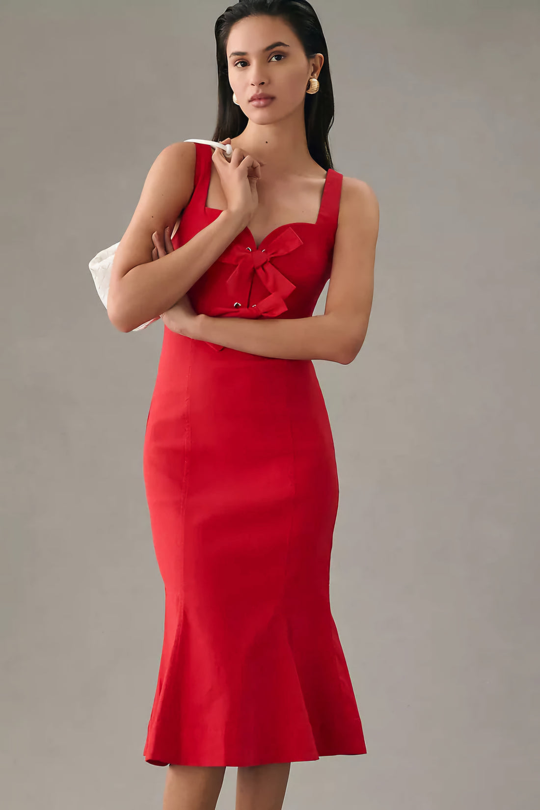 Sweetheart Corset Bow Midi Dress