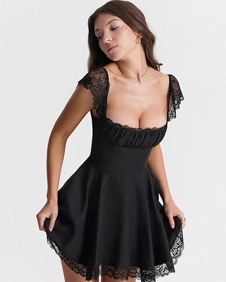 Lace Midi Dress  Black– Elegance Redefined