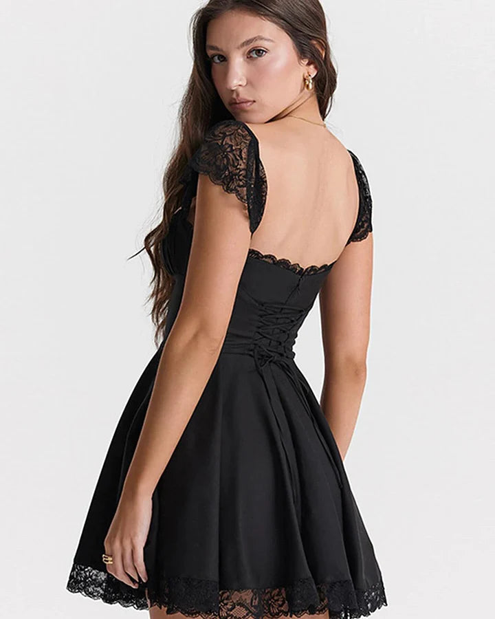 Lace Midi Dress  Black– Elegance Redefined