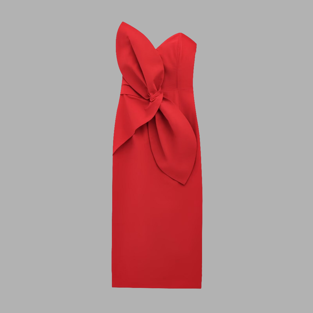 ⚡️Red Reverie Chic Bow Pencil Dress(Fast ⚡️Delivery)