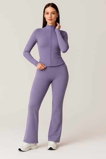 ⚡️(Fast Delivery) Power Sculpt Jacket & Flared Leggings Set – Lilac