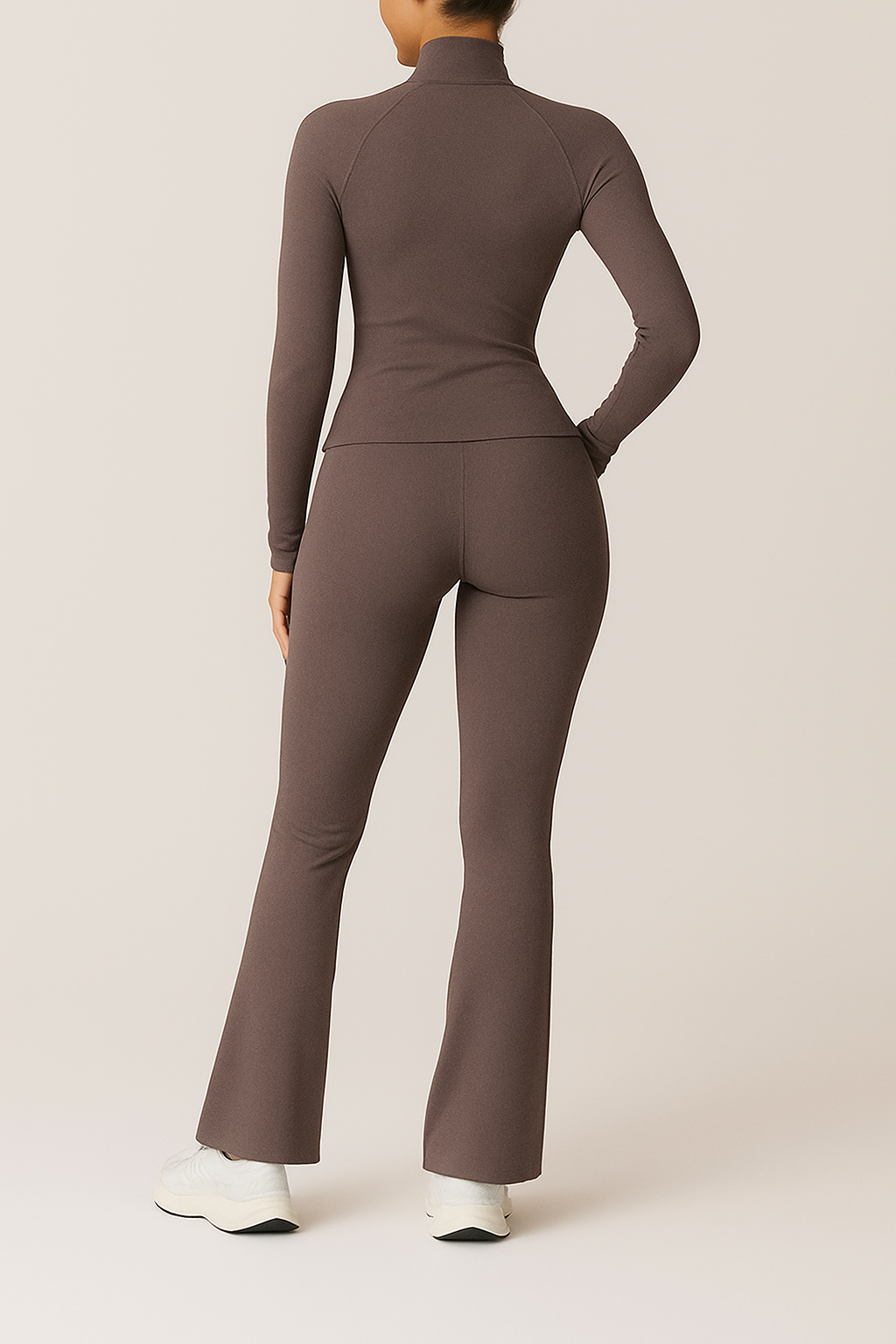 ⚡️(Fast Delivery) Power Sculpt Jacket & Flared Leggings Set – Mocha Luxe