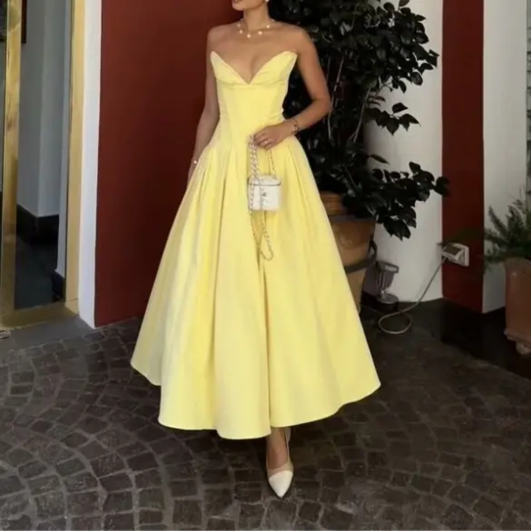 ⚡️(Fast Delivery) Sweetheart Corset Midi Dress – Sunshine Yellow