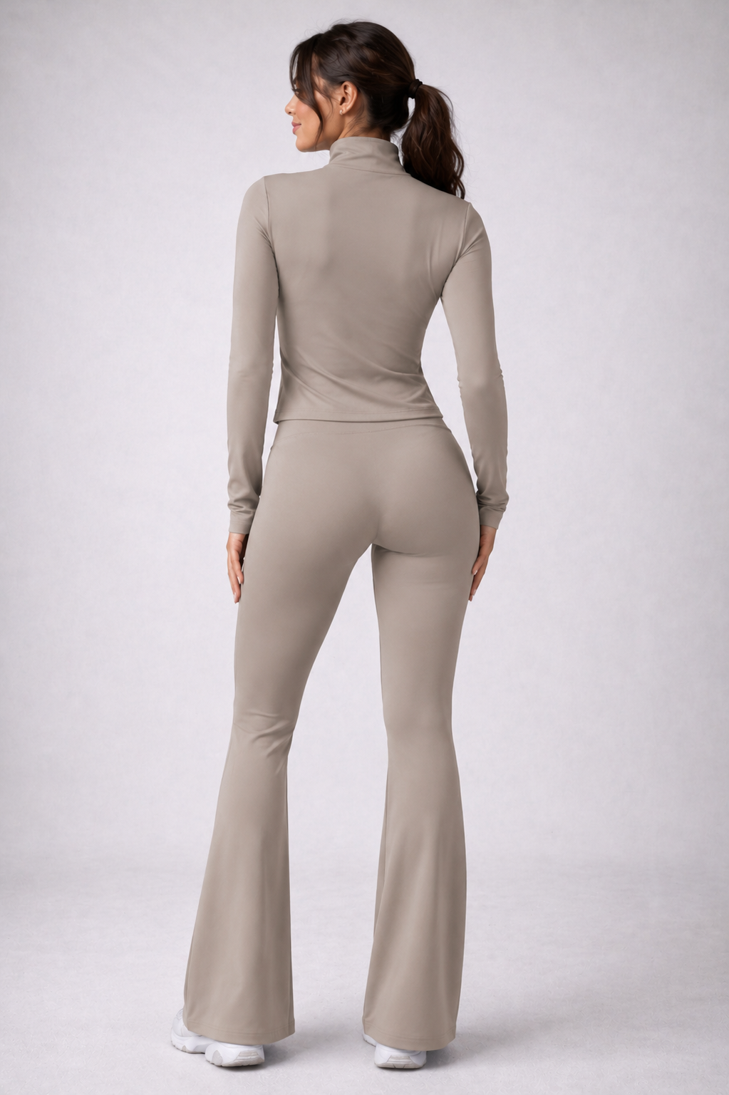 ⚡️(Fast Delivery) Power Sculpt Jacket & Flared Leggings Set - Beige