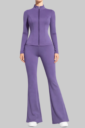 ⚡️(Fast Delivery) Power Sculpt Jacket & Flared Leggings Set – Purple Haze