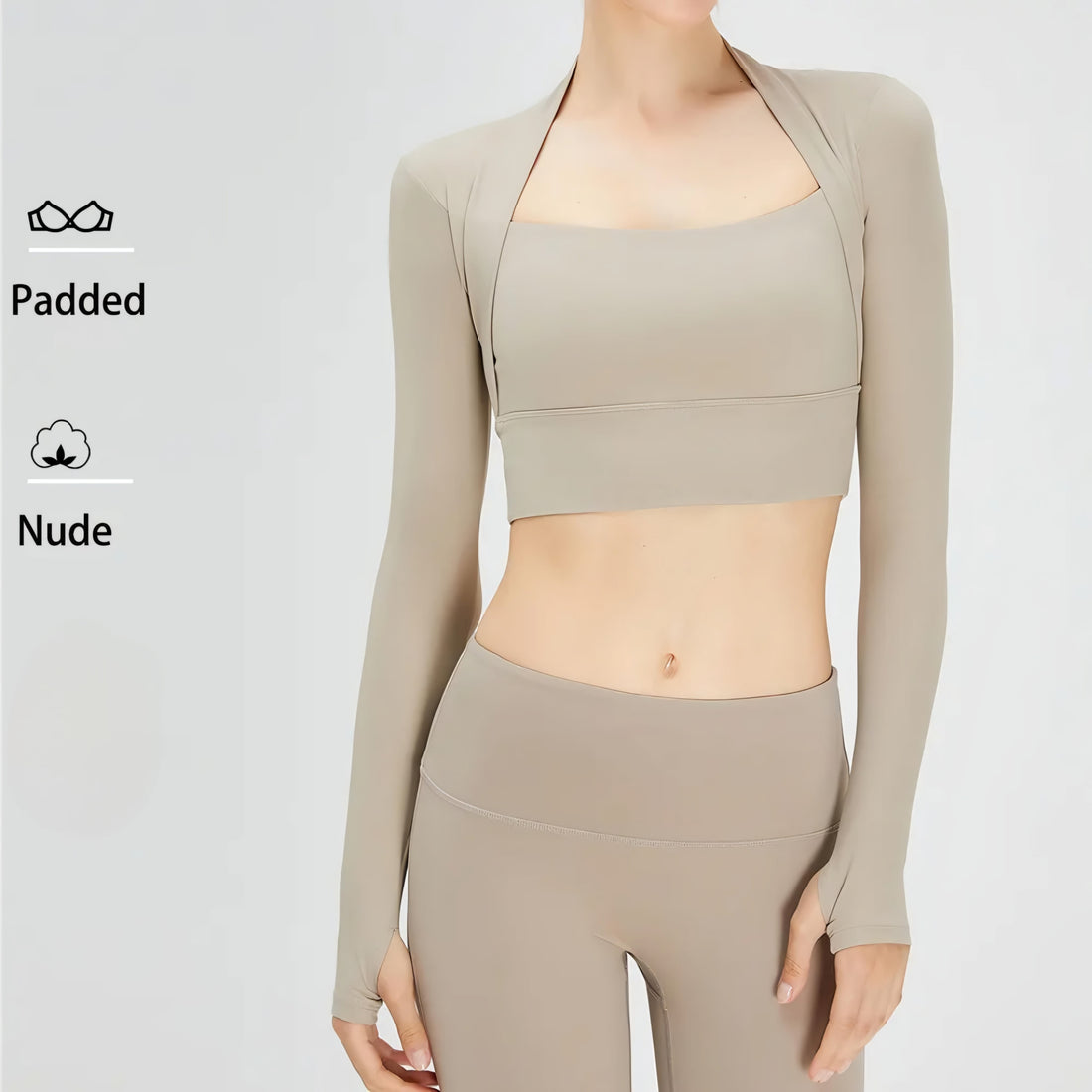 ⚡️(Fast Delivery) Elegant Crop Top with Sleeve Detail (with removable pads)