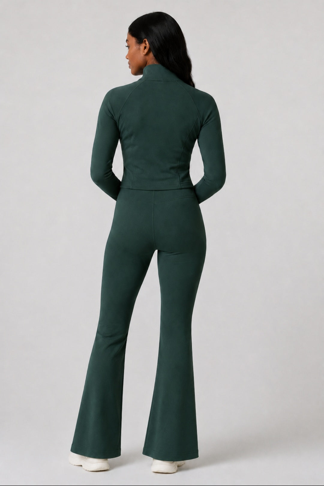 ⚡️(Fast Delivery)Power Sculpt Jacket & Flared Leggings Set - Dark Green
