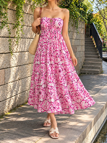 ⚡️(Fast Delivery) Pink Paradise Tie-Front Vacation Dress
