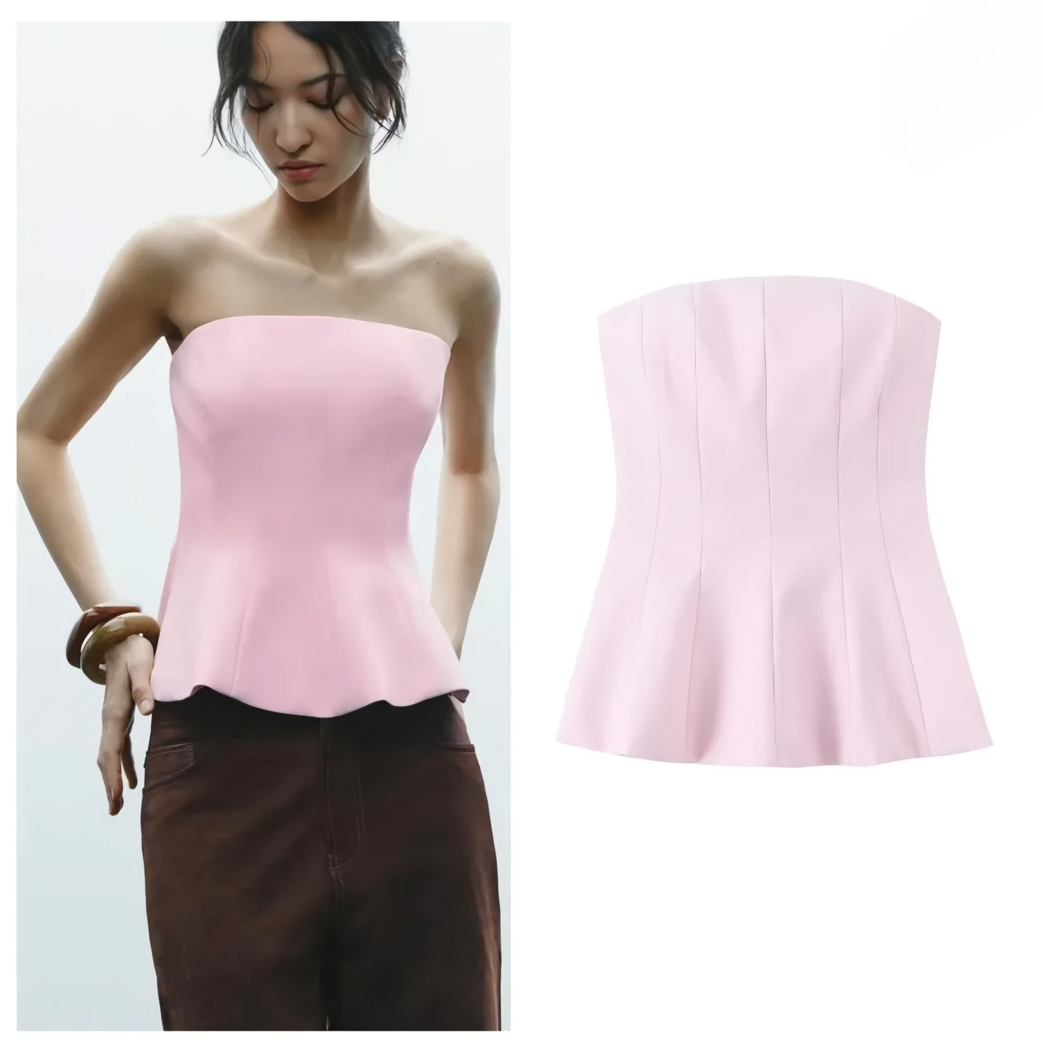 ⚡️(Free Delivery) Pink Structured Corset Top