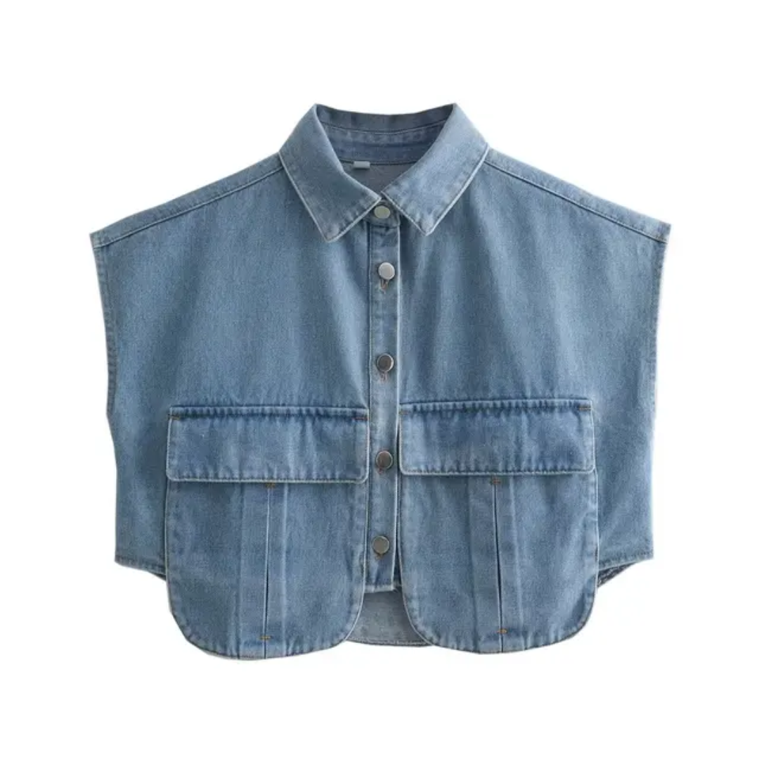 ⚡️(Fast Delivery) Pocket Detail Cropped Denim Shirt