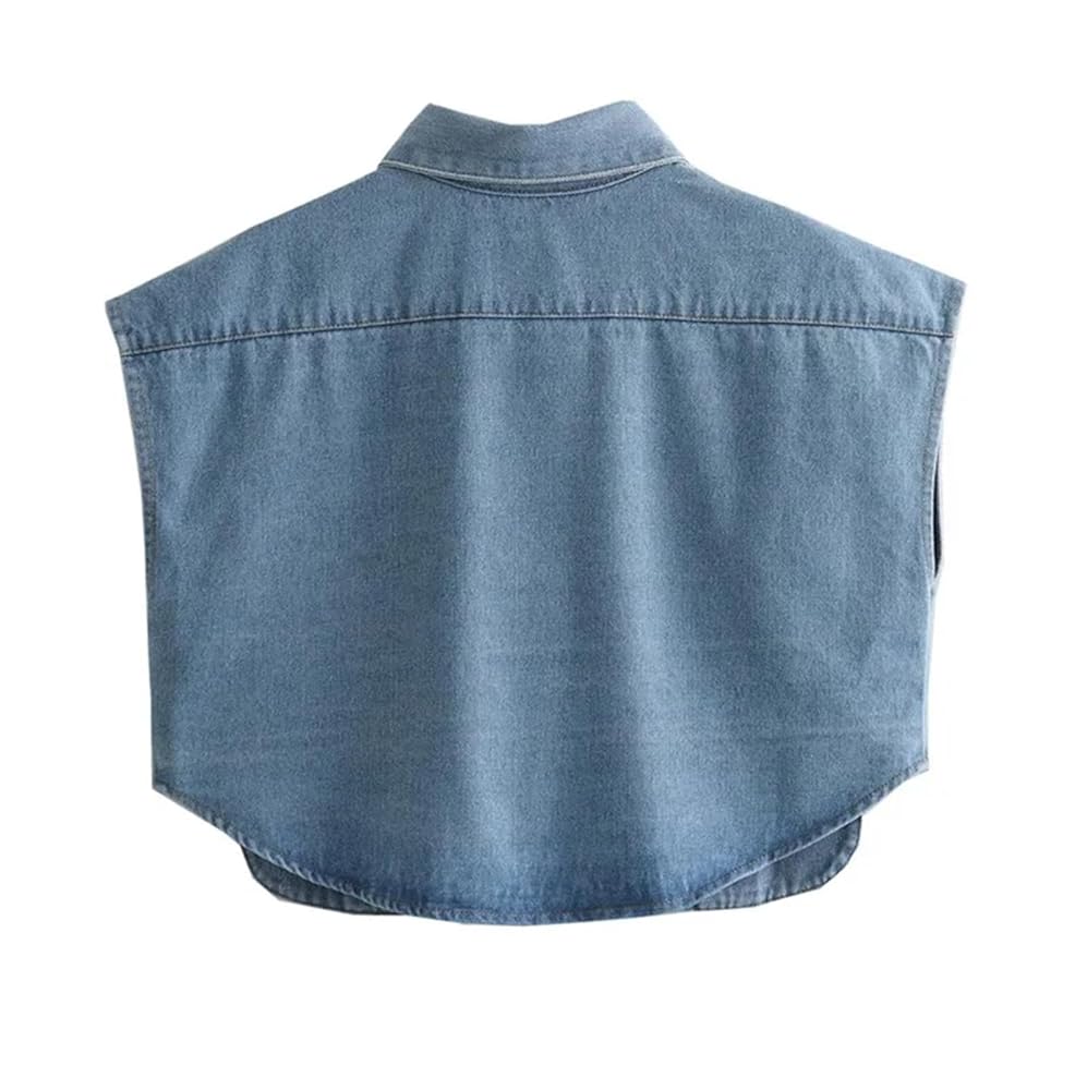 ⚡️(Fast Delivery) Pocket Detail Cropped Denim Shirt