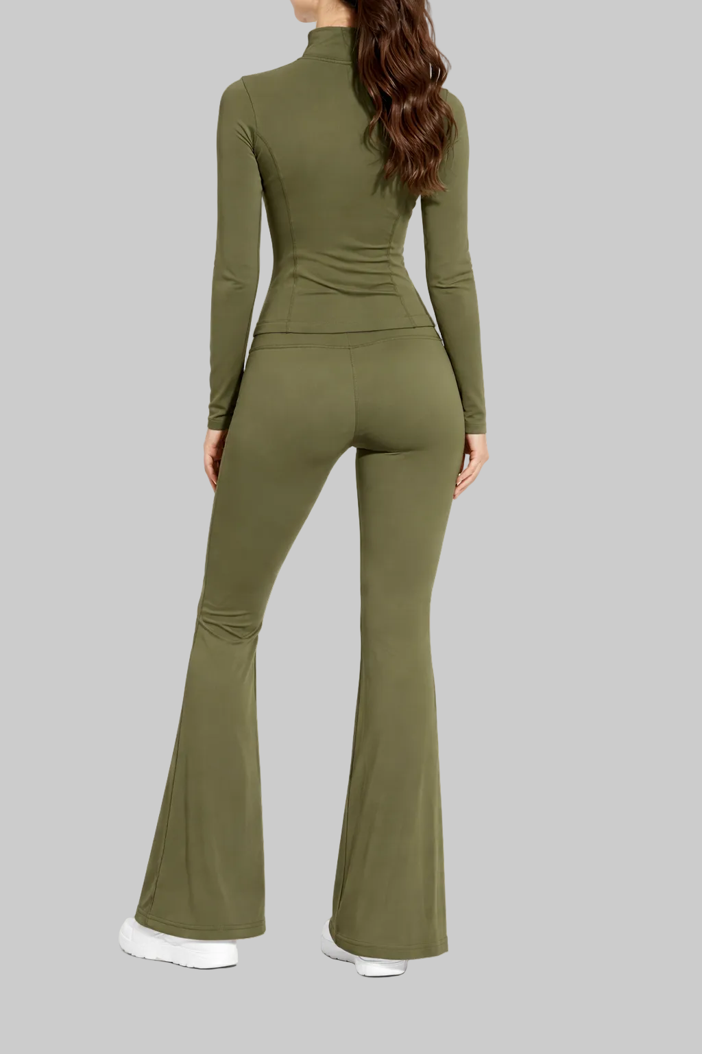 ⚡️(Fast Delivery) Power Sculpt Jacket & Flared Leggings Set – Olive Green